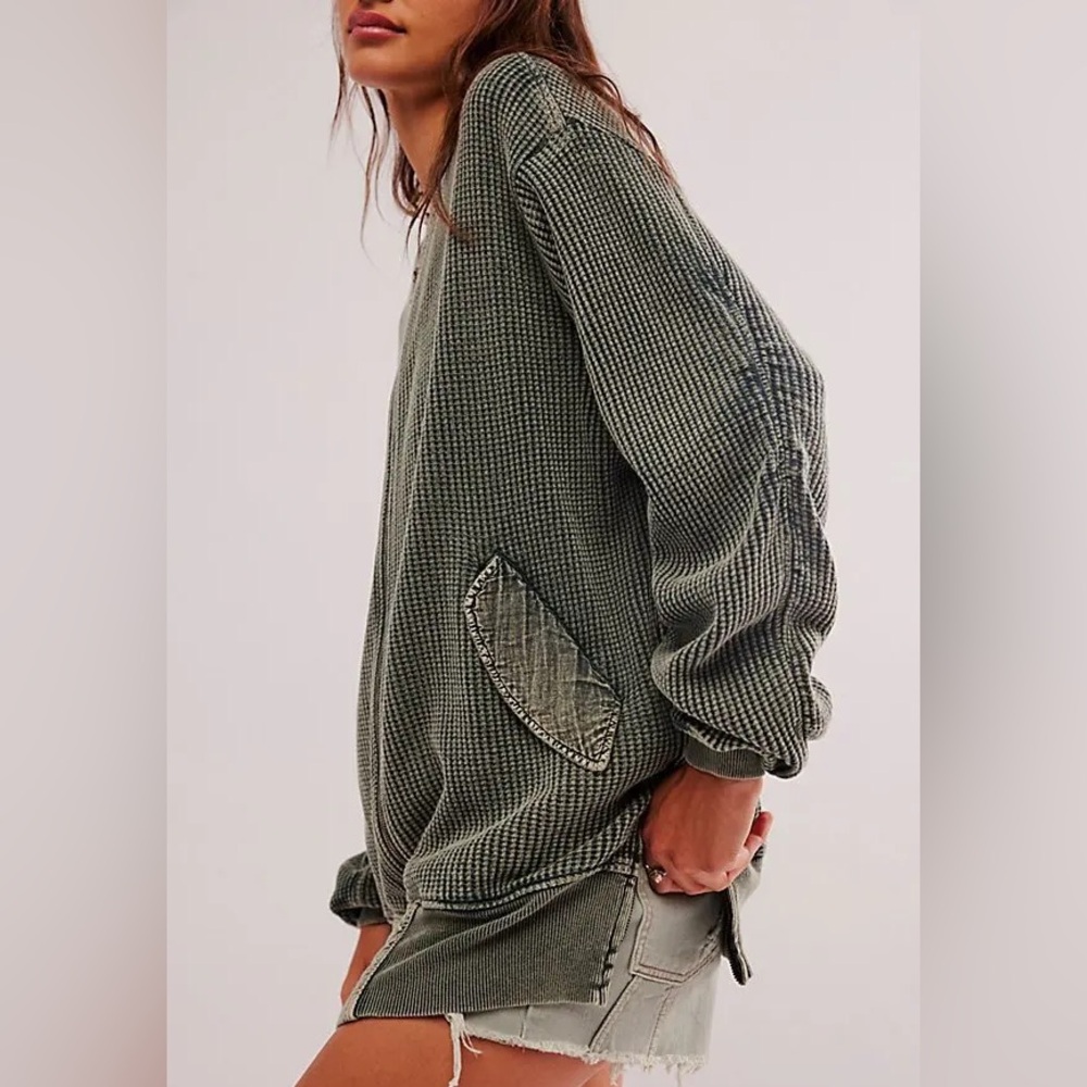FREE PEOPLE ONE | Lupo Bomber Oversize Cardi in Nevergreen | S/M